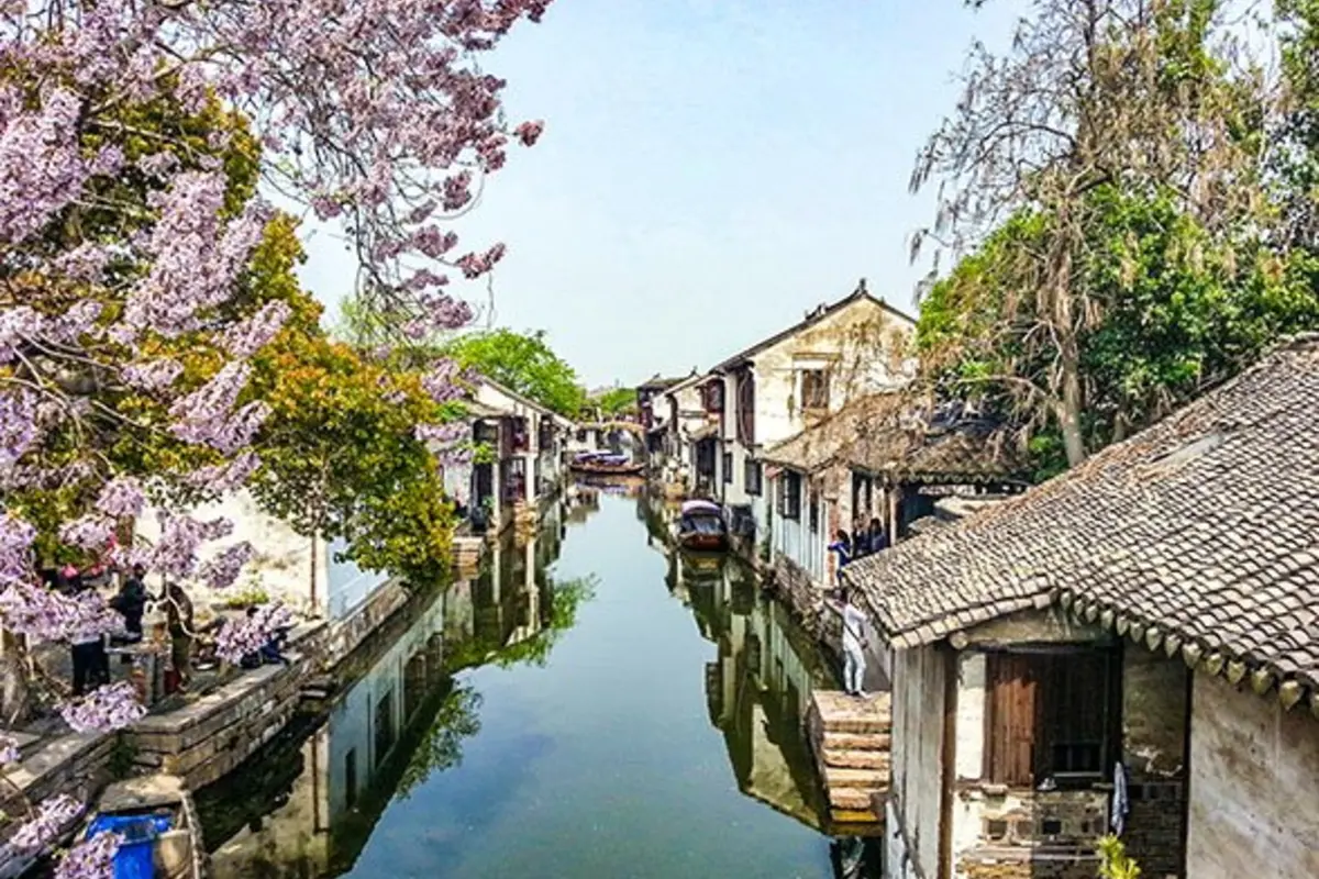Canals and traditional houses in a Jiangnan water town