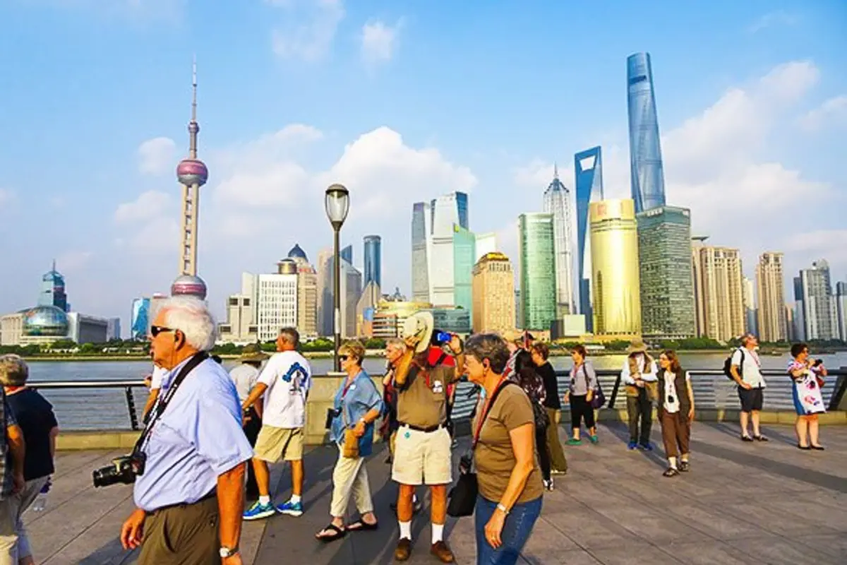 Shanghai city scene before departure