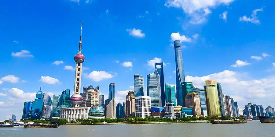Pudong skyline and riverside cityscape in Shanghai