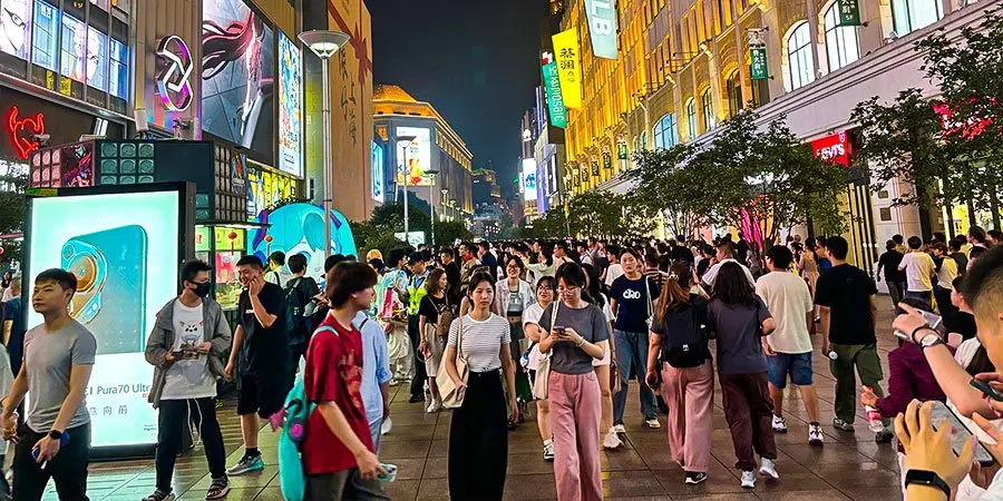 Shanghai street at night used for evening performance planning