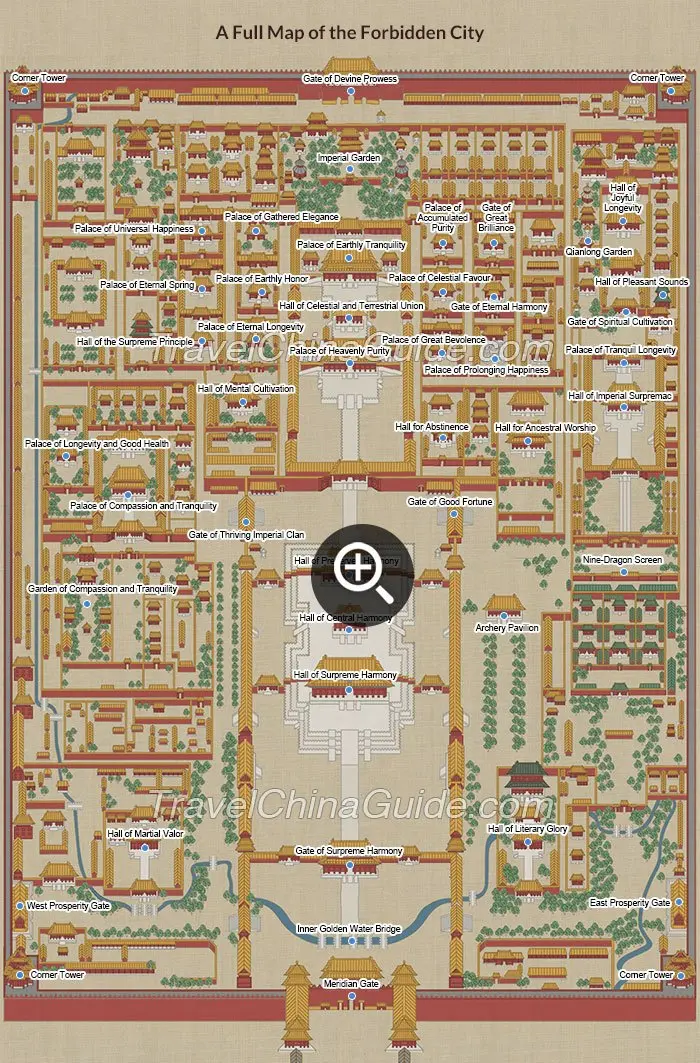 Forbidden City Map and Routes at the Forbidden City - access, route and responsible visitor planning