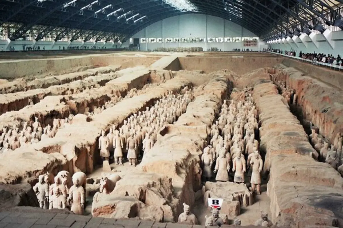 Terracotta Army excavation hall in Xian