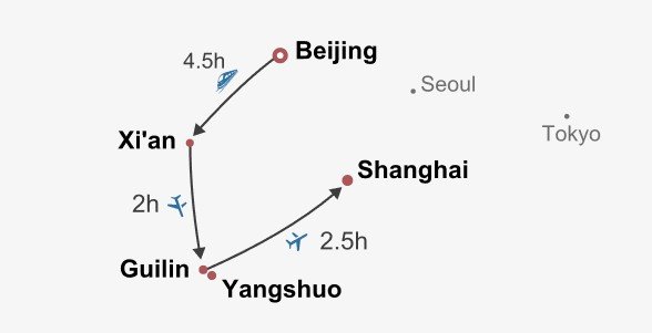 China Delights Itinerary Map China Delights Itinerary Map