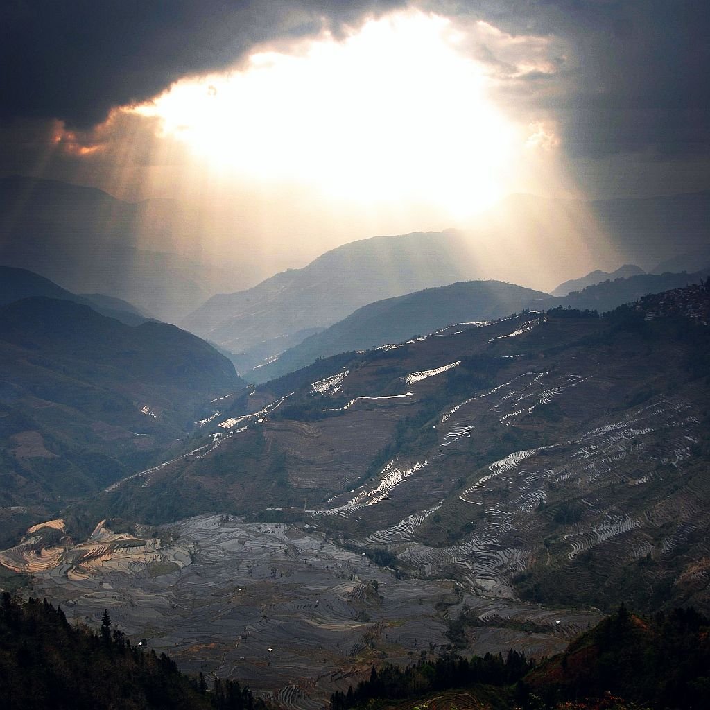 Water-filled rice terraces in Yuanyang