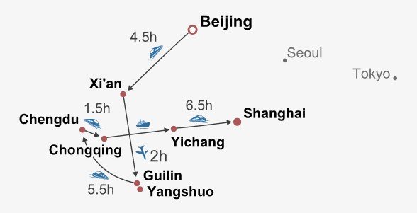 Pandas & Yangtze Cruise Itinerary Map Pandas & Yangtze Cruise Itinerary Map