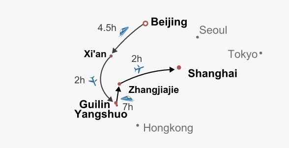 Oriental Discovery Itinerary Map Oriental Discovery Itinerary Map